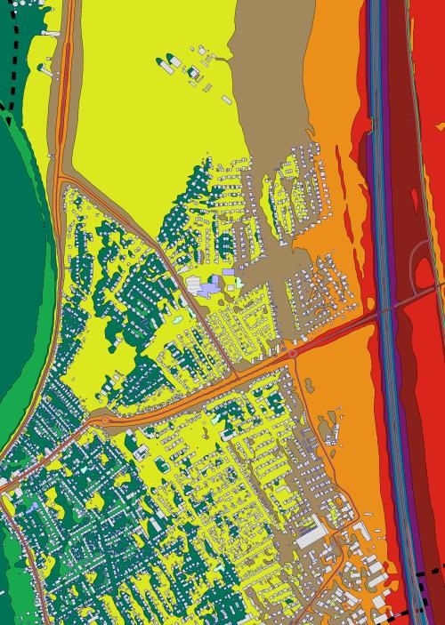Das Bild zeigt die Lärmkartierung in Bezug auf den Straßenverkehrslärm 